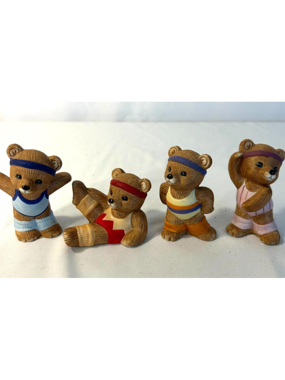 Vtg Homco Exercise Bears Figurines #1448 Set of 4 Workout Dance Aerobic Retired
